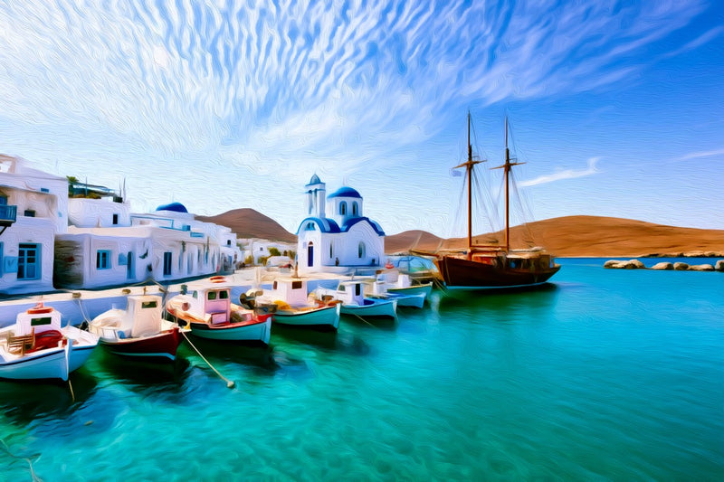 Paros Greek Island Harbor, Paros canvas