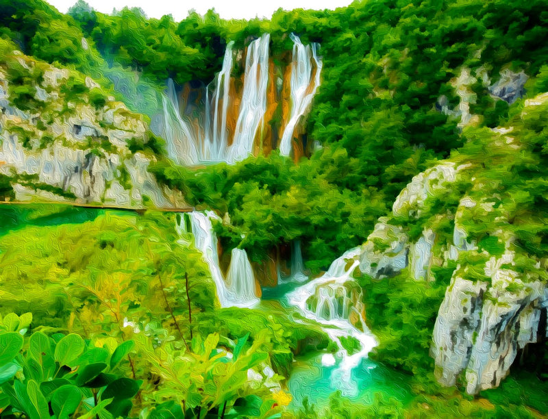 Veliki Slap Waterfall Canyon, Plitvice Lakes canvas