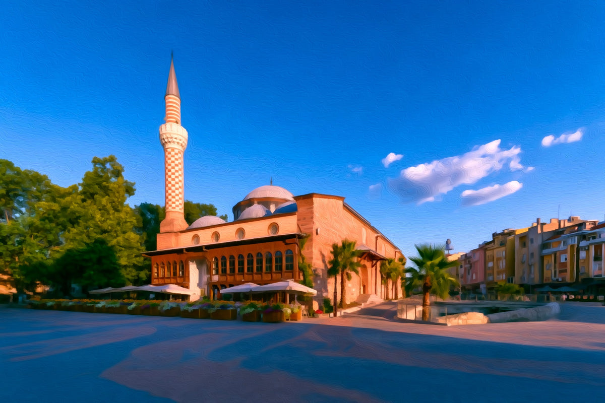 Dzhumaya Mosque Plovdiv gallery canvas, unframed and in an espresso floating frame — Plovdiv, Bulgaria