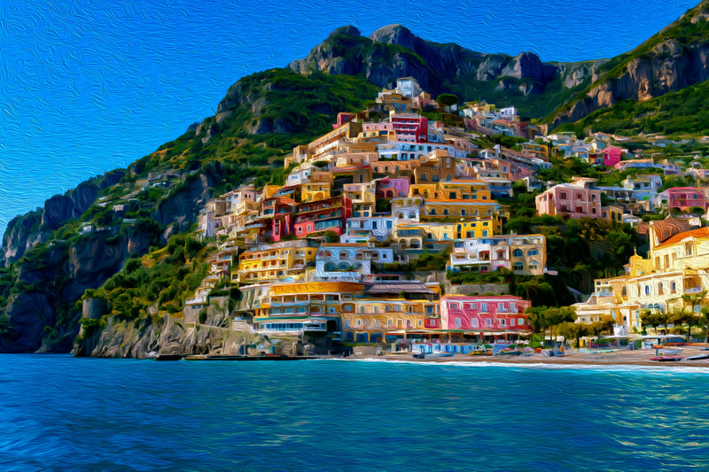 Positano Cliffside Village Panorama, Positano canvas