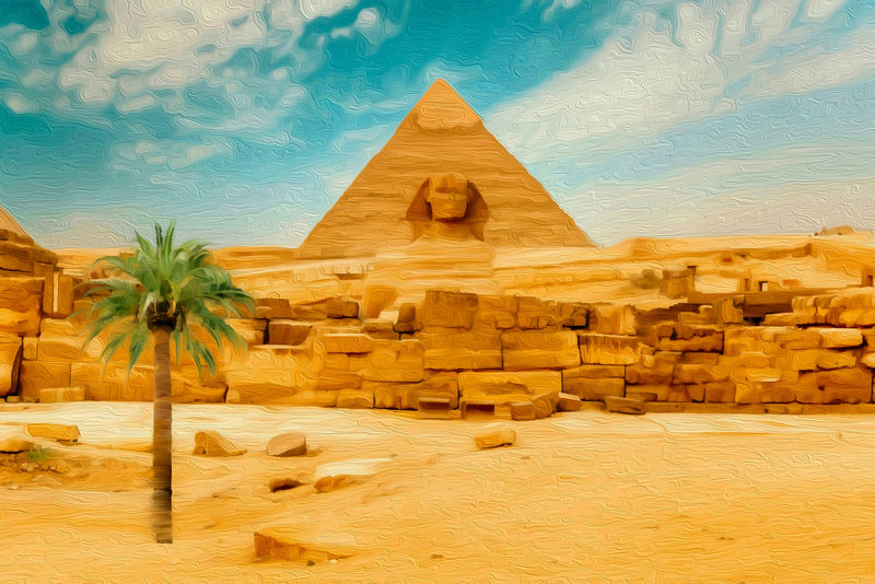 Great Sphinx & Pyramid of Khafre, Pyramids of Giza canvas