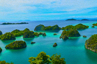 Raja Ampat watercolor canvas