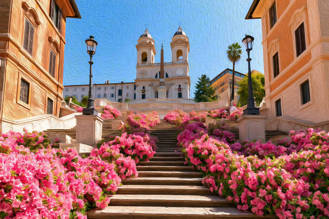 Spanish Steps Trinita dei Monti, Rome watercolor canvas