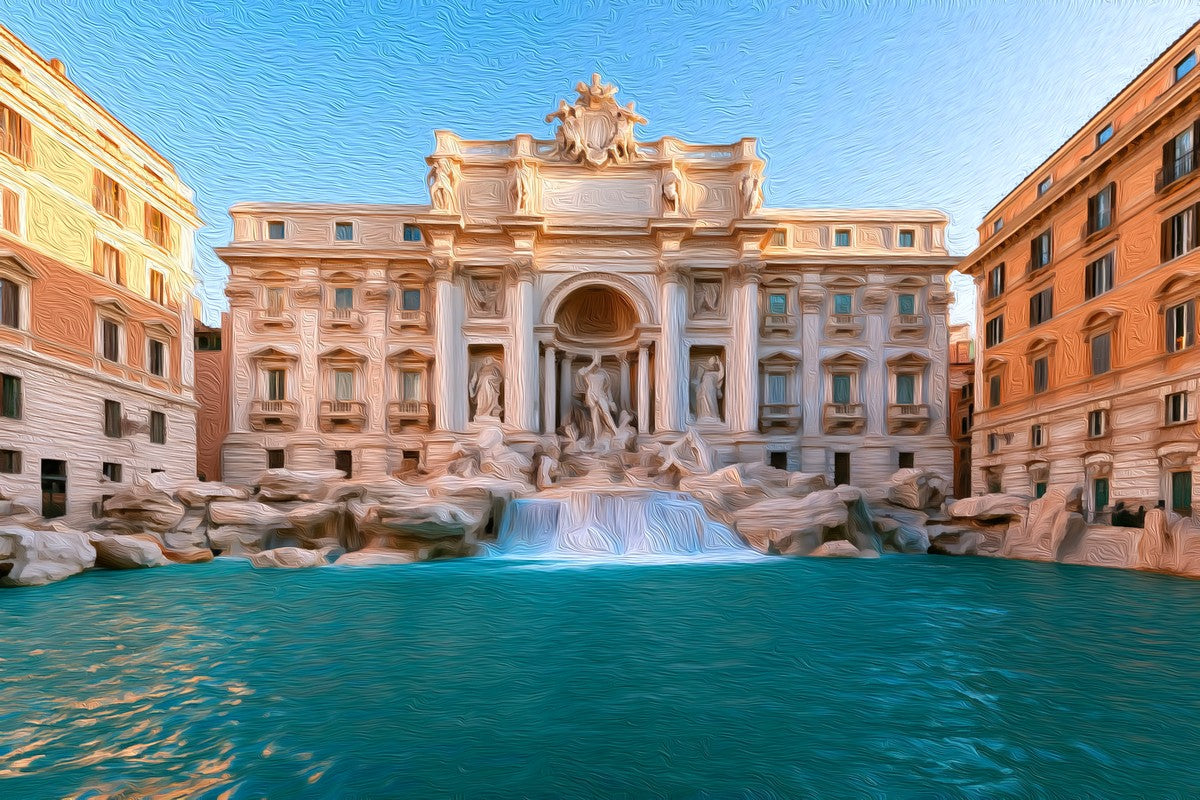Trevi Fountain Rome gallery canvas, unframed and in an espresso floating frame — Rome, Italy