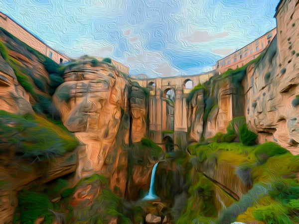 Puente Nuevo Bridge Gorge, Ronda watercolor canvas