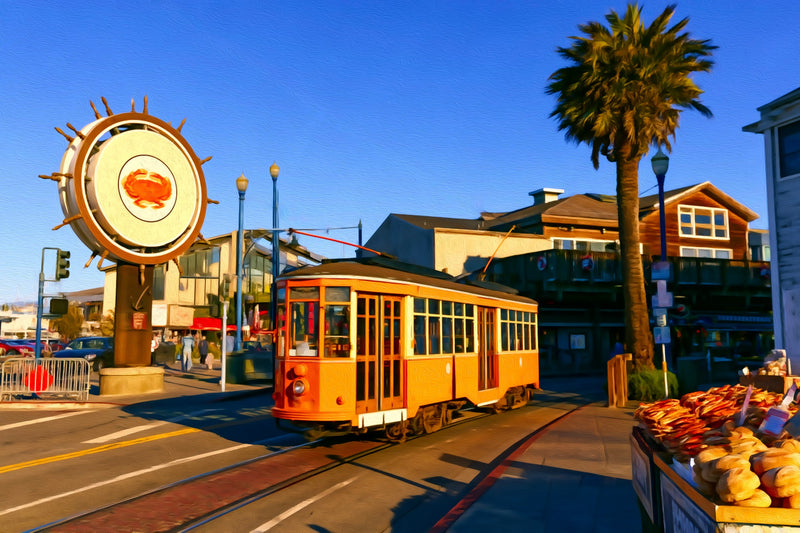 Fishermans Wharf Streetcar Scene, San Francisco canvas