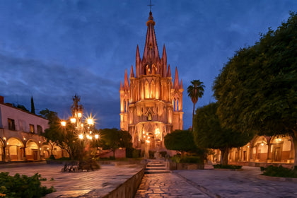 Parroquia de San Miguel Arcangel, San Miguel de Allende watercolor canvas