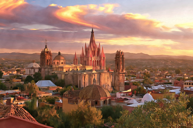 Parroquia de San Miguel Arcangel, San Miguel de Allende watercolor canvas