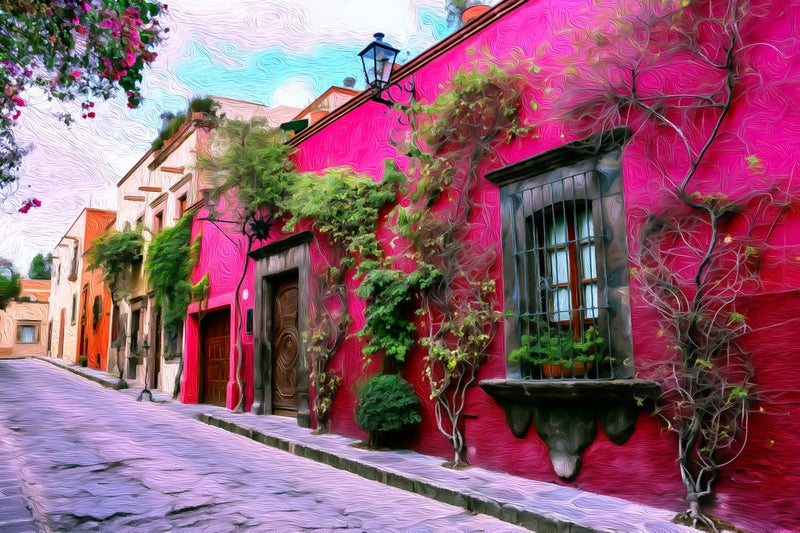 San Miguel Cobblestone Street Scene, San Miguel de Allende canvas