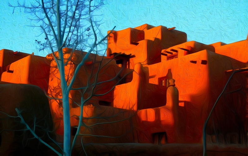 Adobe Pueblo Architecture, Santa Fe canvas