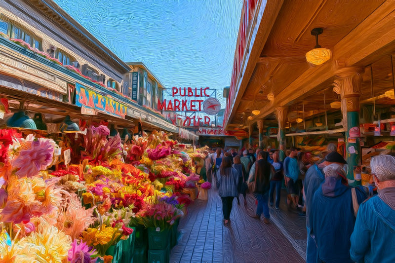 Pike Place Public Market, Seattle canvas