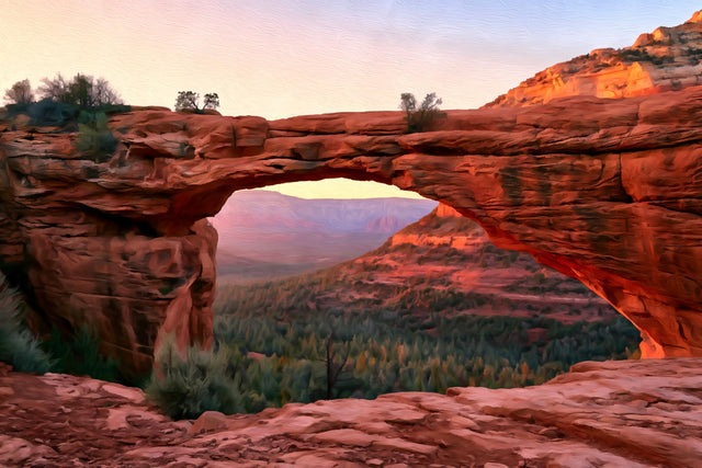 Sedona Natural Rock Arch, Sedona watercolor canvas