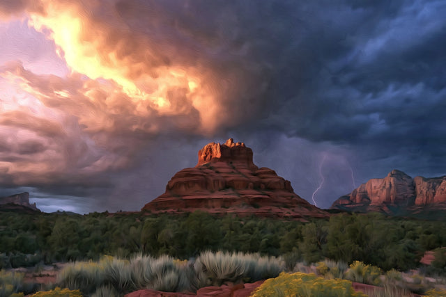Bell Rock Storm Sedona, Sedona watercolor canvas