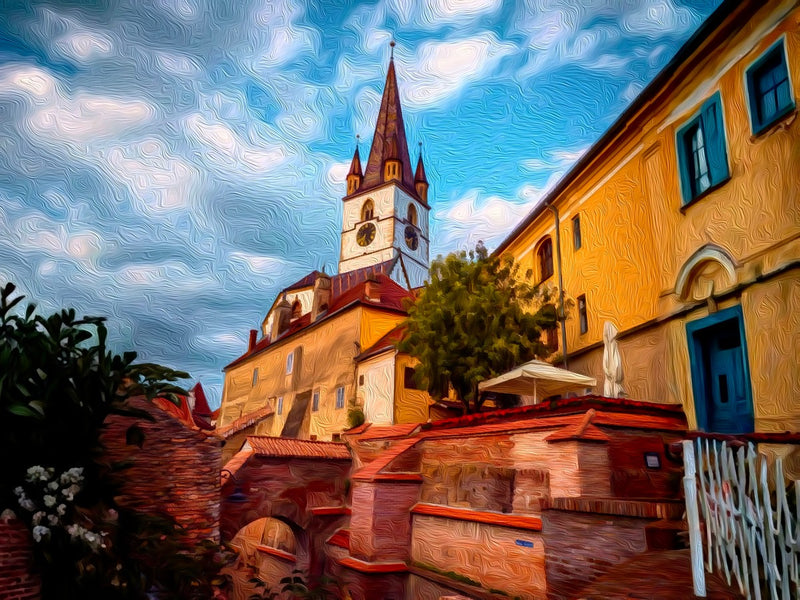 Lutheran Cathedral Clock Tower, Sibiu canvas