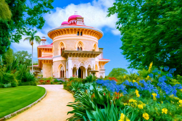 Monserrate Palace Sintra, Sintra watercolor canvas