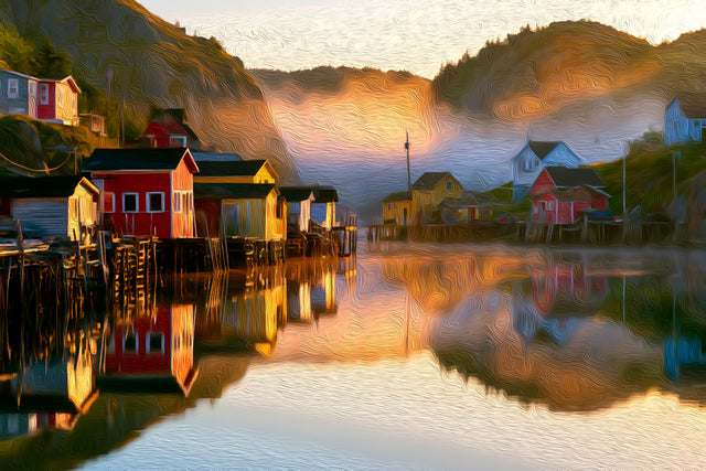 Quidi Vidi Village Waterfront, St. John’s watercolor canvas