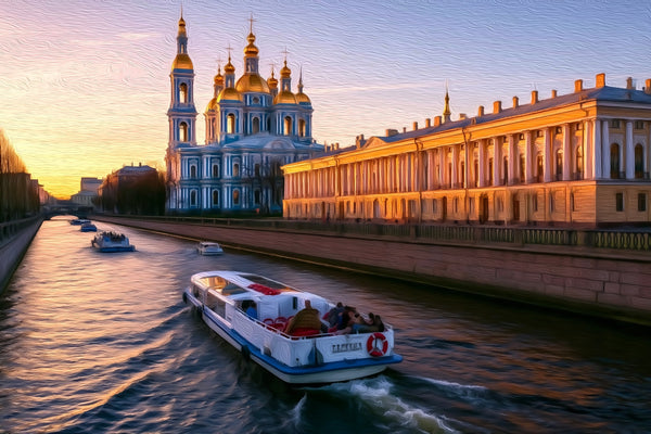 Nikolsky Naval Cathedral Canal, St. Petersburg watercolor canvas