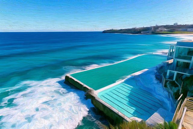 Bondi Icebergs Ocean Pool, Sydney watercolor canvas