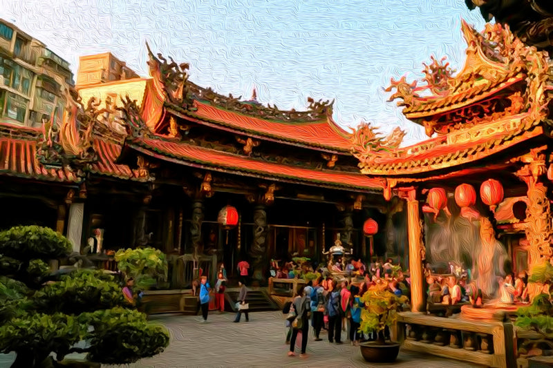 Longshan Temple Courtyard Taipei, Taipei canvas