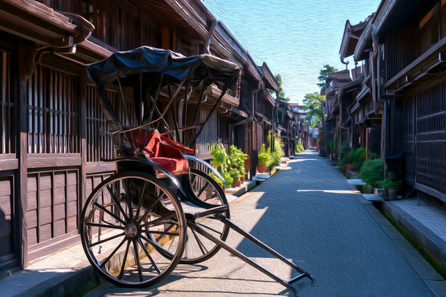 Sanmachi Suji Rickshaw Street, Takayama watercolor canvas