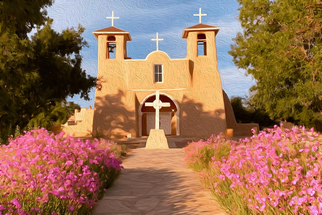 San Francisco de Asis Mission Church, Taos watercolor canvas