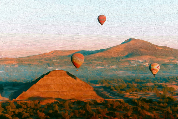 Pyramid of the Sun, Teotihuacan watercolor canvas