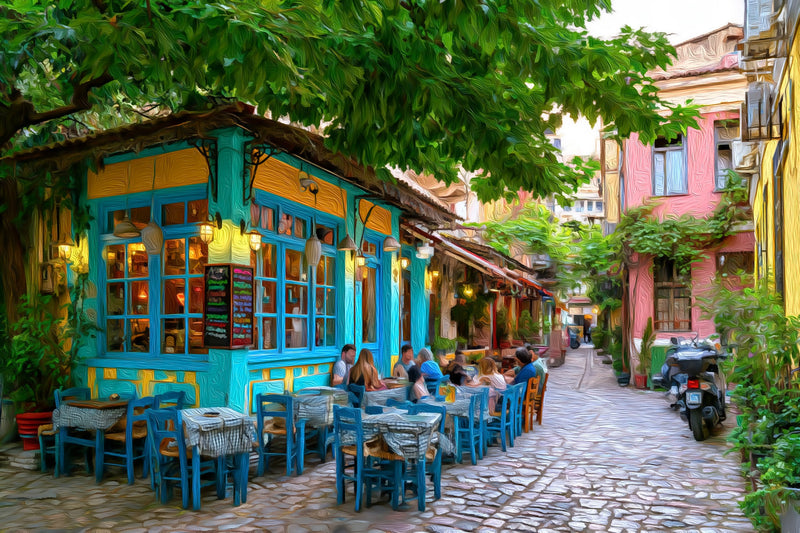 Ladadika District Taverna Alley, Thessaloniki canvas