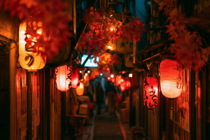 Omoide Yokocho Lantern Alley, Tokyo watercolor canvas