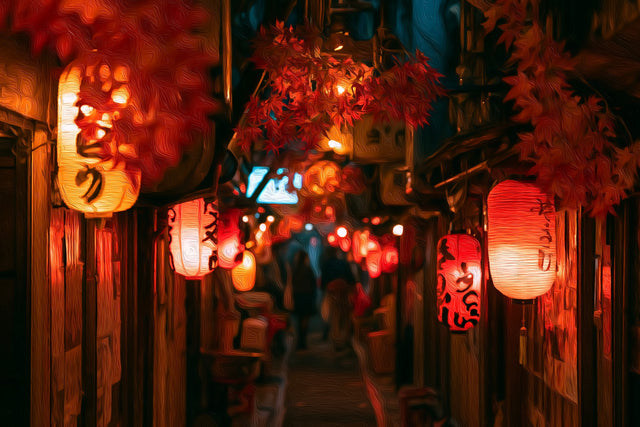 Omoide Yokocho Lantern Alley, Tokyo watercolor canvas