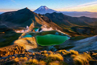 Tongariro National Park watercolor canvas