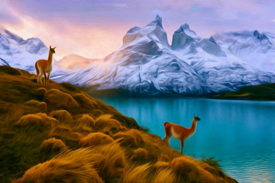 Torres del Paine watercolor canvas