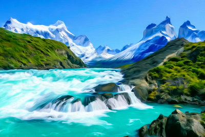 Torres del Paine watercolor canvas