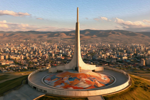Ulaanbaatar Memorial Spire Monument, Ulaanbaatar watercolor canvas