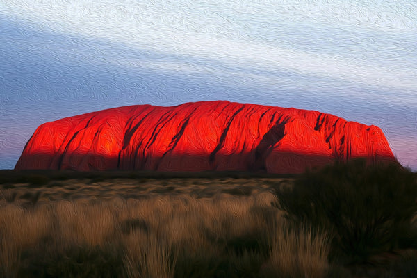 Uluru Ayers Rock Sunset, Uluru watercolor canvas