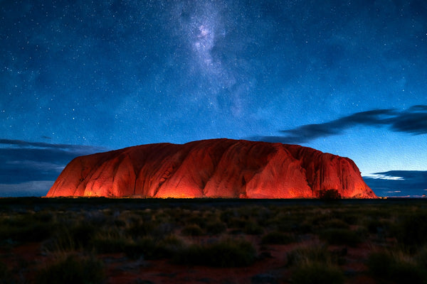 Uluru Milky Way Night, Uluru watercolor canvas