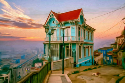 Valparaíso watercolor canvas