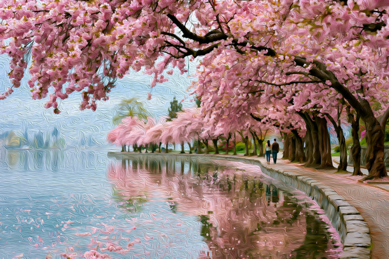 Vancouver Cherry Blossom Waterway Promenade, Vancouver canvas