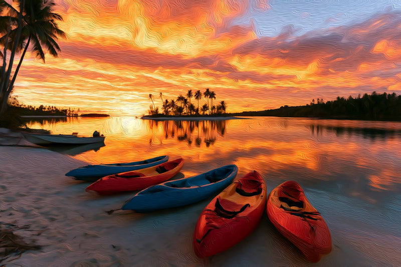 Vanuatu Tropical Sunset Kayaks, Vanuatu Islands canvas