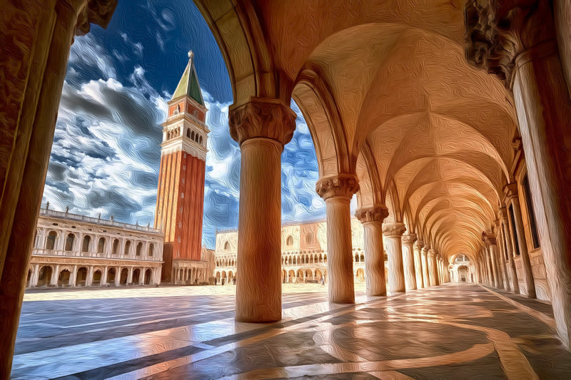 St Marks Square Campanile Arcade, Venice canvas