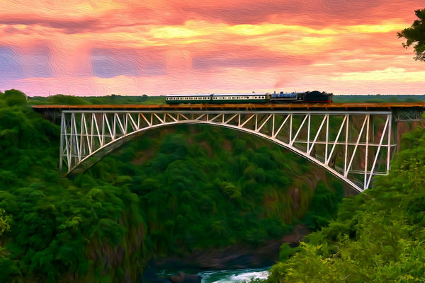 Victoria Falls Railway Bridge, Victoria Falls watercolor canvas