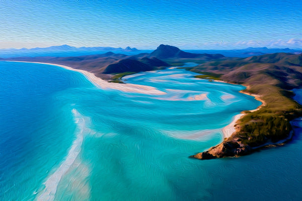 Hill Inlet Swirling Sands, Whitsunday Islands watercolor canvas