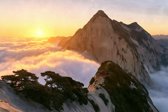 Mount Hua South Peak, Xi'an watercolor canvas