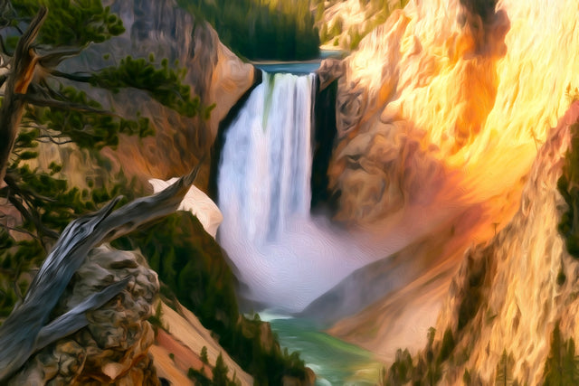 Lower Falls Grand Canyon, Yellowstone National Park watercolor canvas