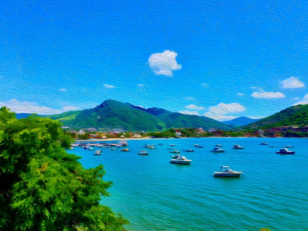Zihuatanejo Bay Anchorage, Zihuatanejo watercolor canvas