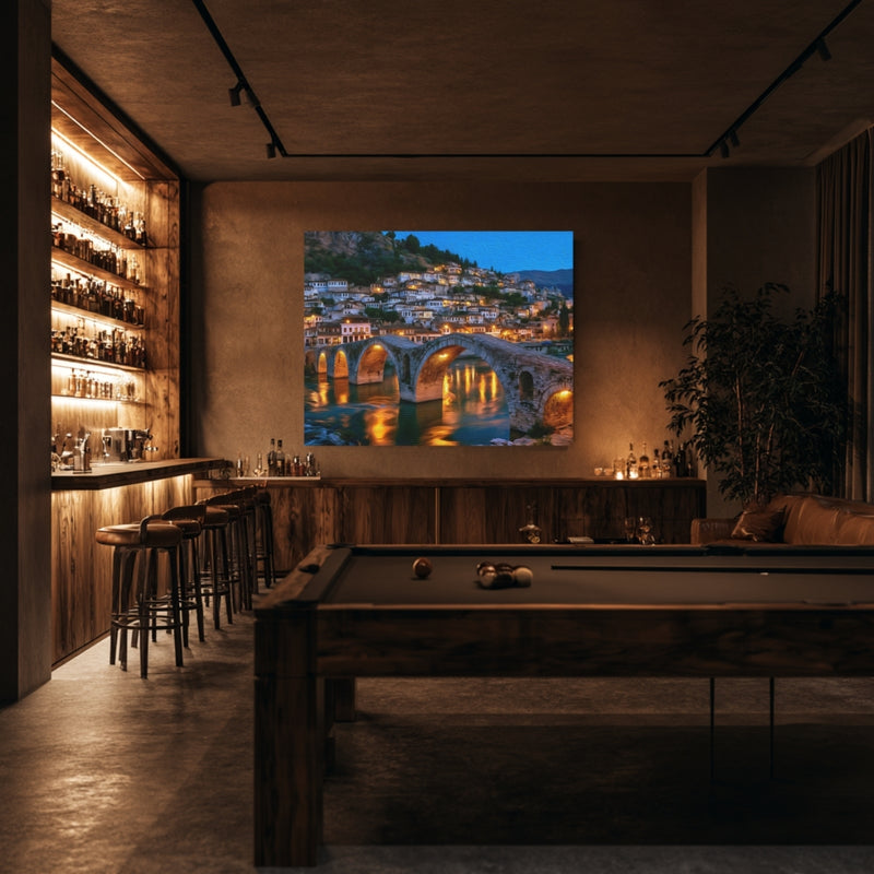 Berat, Albania | Gorica Bridge At Dusk | Original Series Gallery Canvas