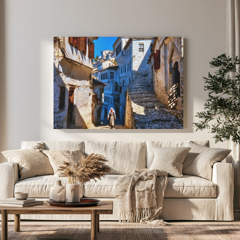 Berat, Albania | Berat Old Town Cobblestone Alley | Original Series Gallery Canvas