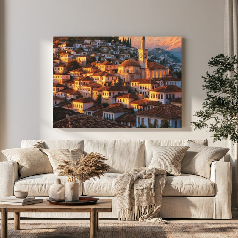 Berat, Albania | Berat Old Town Clock Tower | Original Series Gallery Canvas