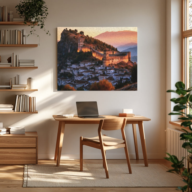 Berat, Albania | Berat Castle Hillside Old Town | Original Series Gallery Canvas