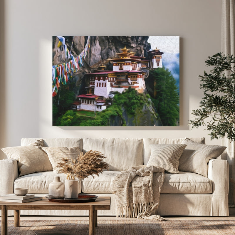 Tiger's Nest Monastery Cliffside in a room — Bhutan Paro Valley
