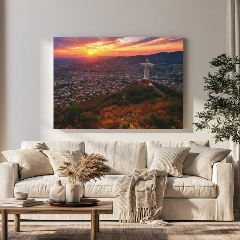 Cali, Colombia | Cristo Rey at Sunset | Original Series Gallery Canvas